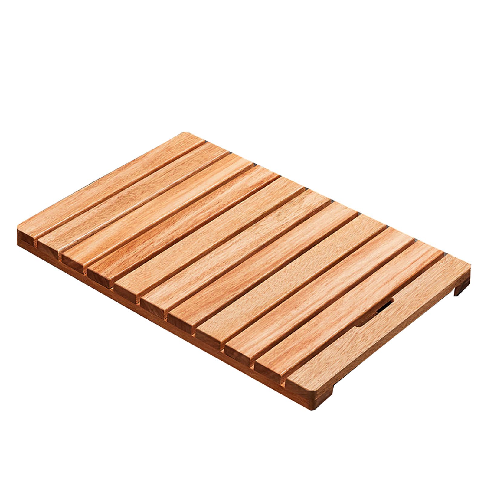 Bathroom Non-slip Solid Wood Floor Mat Shower Mats with Non-slip Feet,Bath Mats with Carry Handle Design,Quick-Drying Waterproof Square Floor Mat for Indoor and Outdoor (Wood,90x90cm(35.4x35.4in))