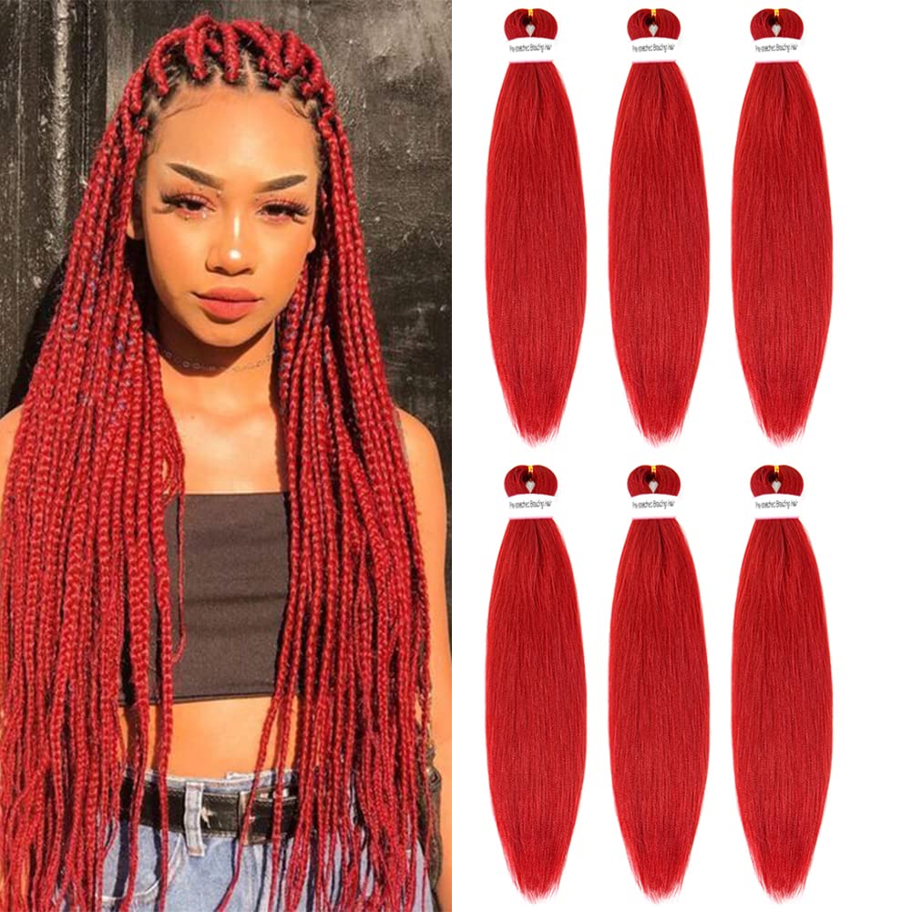 Amazon.com : Long Red Braiding Hair Pre Stretched 30 inch 6 packs EZ Braids  Crochet Hair Fiber Yaki Straight Synthetic Braids Hair Extension (6  Packs-30 Inch, Red) : Beauty & Personal Care