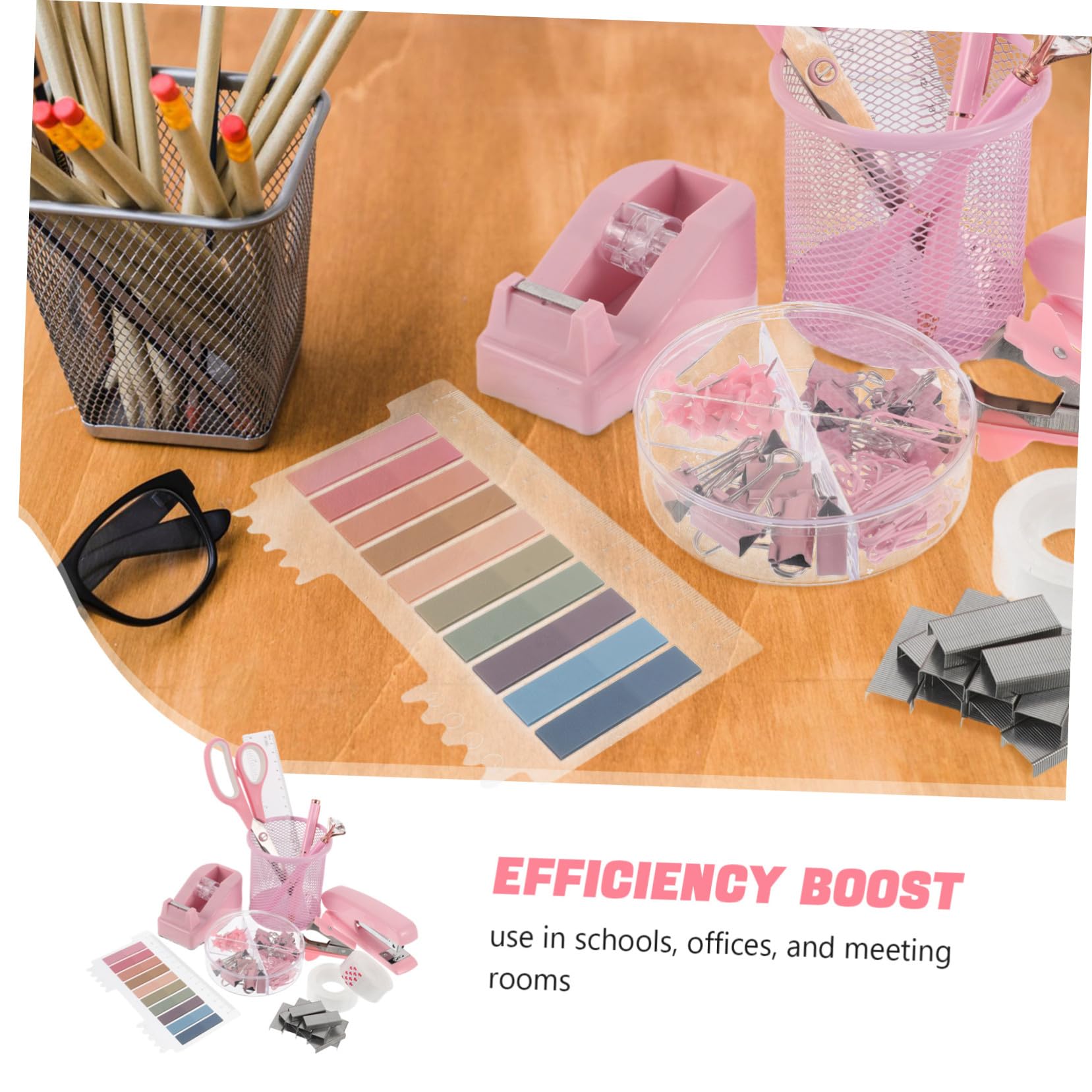 Schreibtisch set Bürobedarf mit Heftgerät Klebebandabroller und Entklammerer Modernes Design Langlebige Ausführung Stilvolle Büroaccessoires für Frauen Eleganter Arbeitsplatz