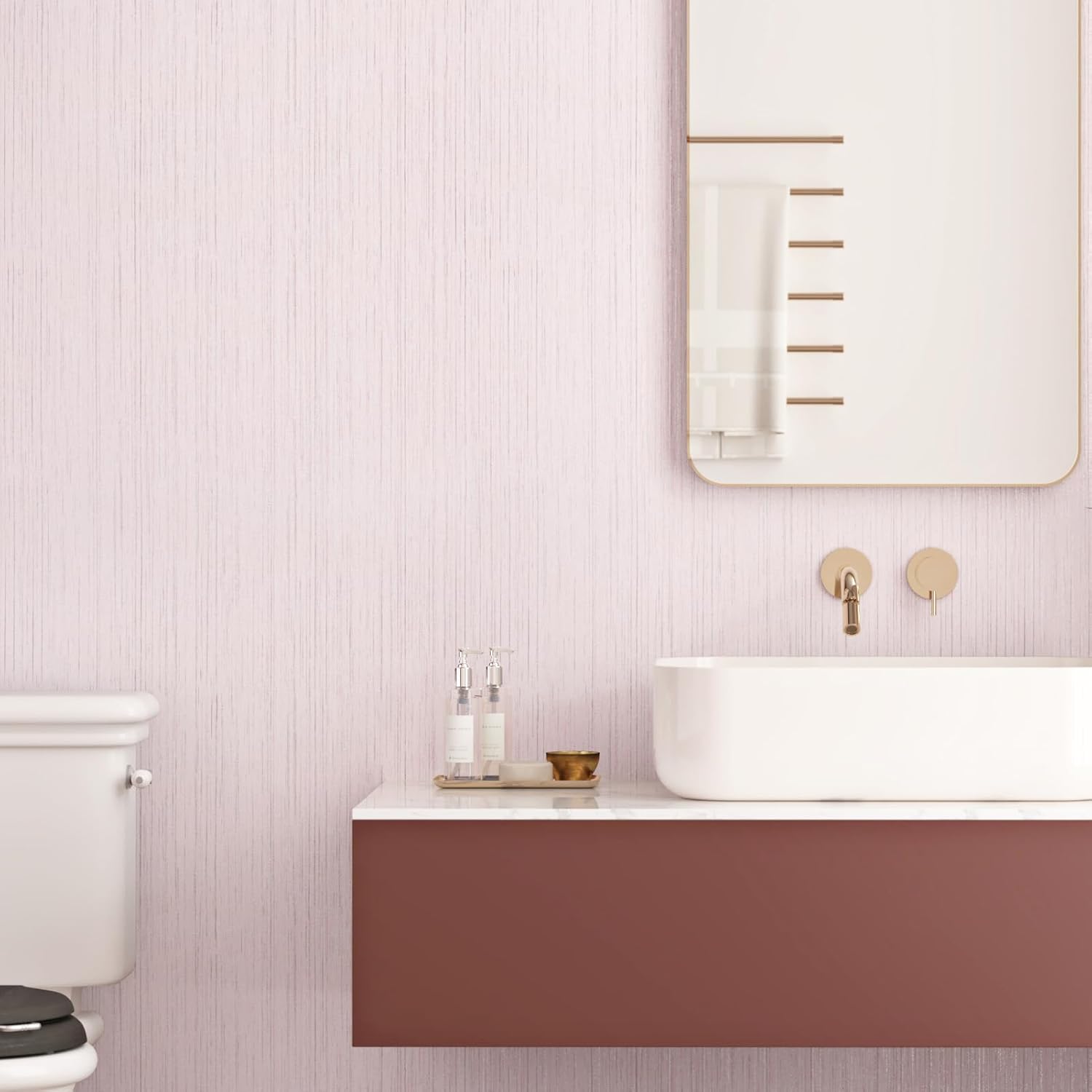 Pink Grasscloth Pink Contact Paper Textured Vinyl Grass Cloth Wallpaper Removable Fabric Wall Covering Peel and Stick Countertops Girls Wallpaper for Bedroom Bathroom Cabinets Liner Sticky