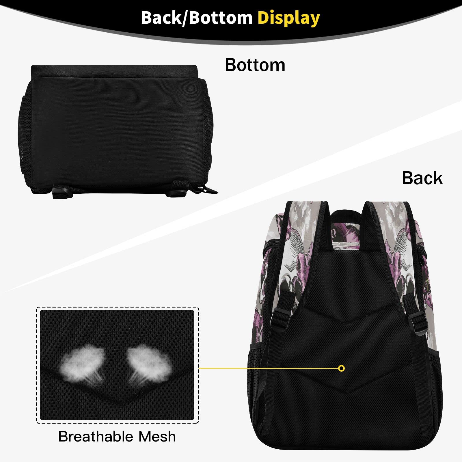Violet Tulips & Skulls Cooler Backpack – Insulated 30L Leakproof Bag For Beach, Picnic, Camping - View #11