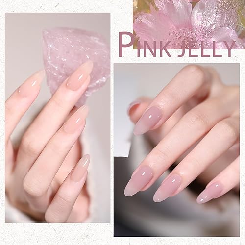 Vista 5 de Jelly Nude Gel Nail Polish Set, 10Pcs Sheer Milky White Pink Transparent Gel Polish Kit UV LED Nail Gel Polish Colors Varnish Nail Art DIY Salon 7ML