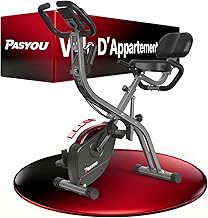 PASYOU Vélo D'appartement Pliable X-Bike, vélo d'intérieur pliable avec 10 niveaux et 7 hauteurs de siège, 10 niveaux de résistance magnétique vélo d'appartement ergomètre, 265LB/120KG pour la maison