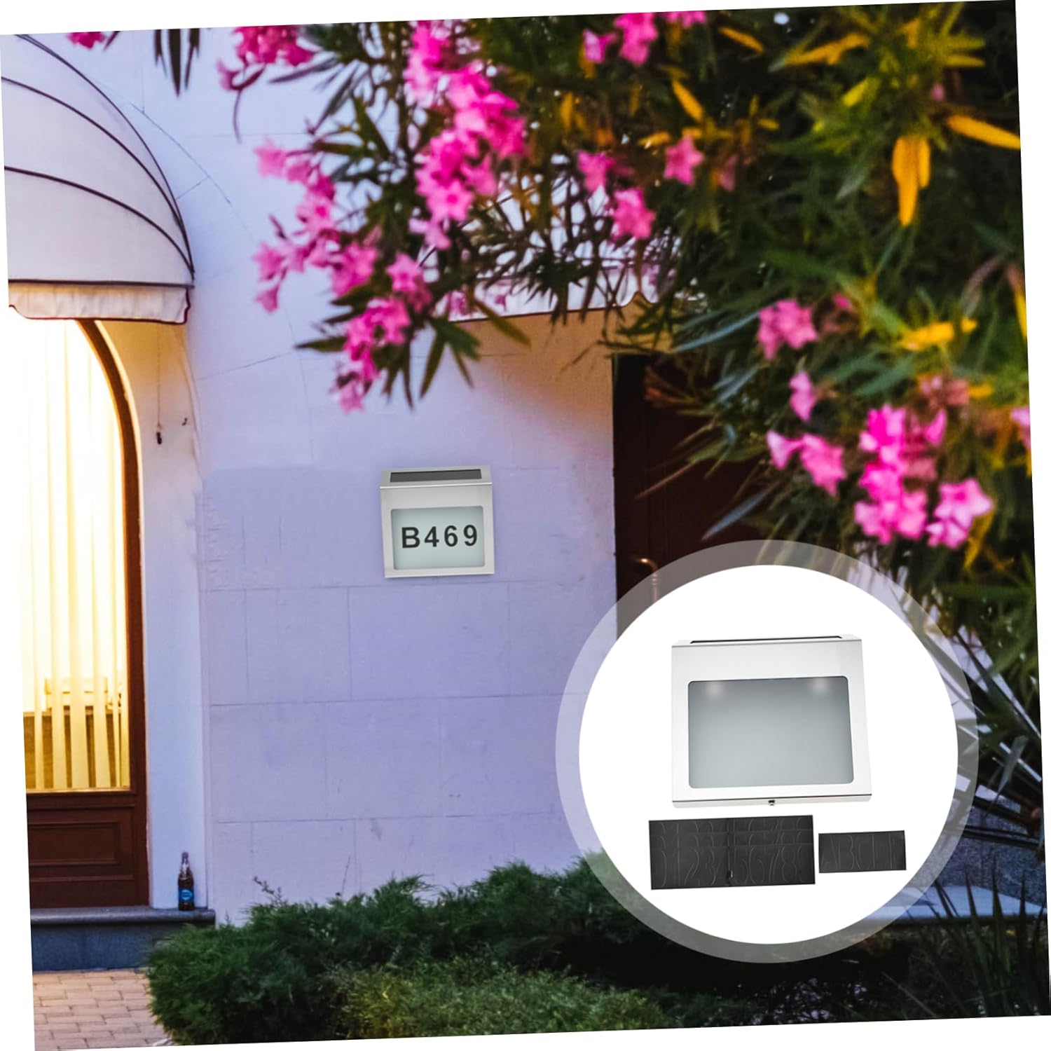 Led Solar House Number Light Wall-mounted Address Sign Energy Efficient Emergency Use