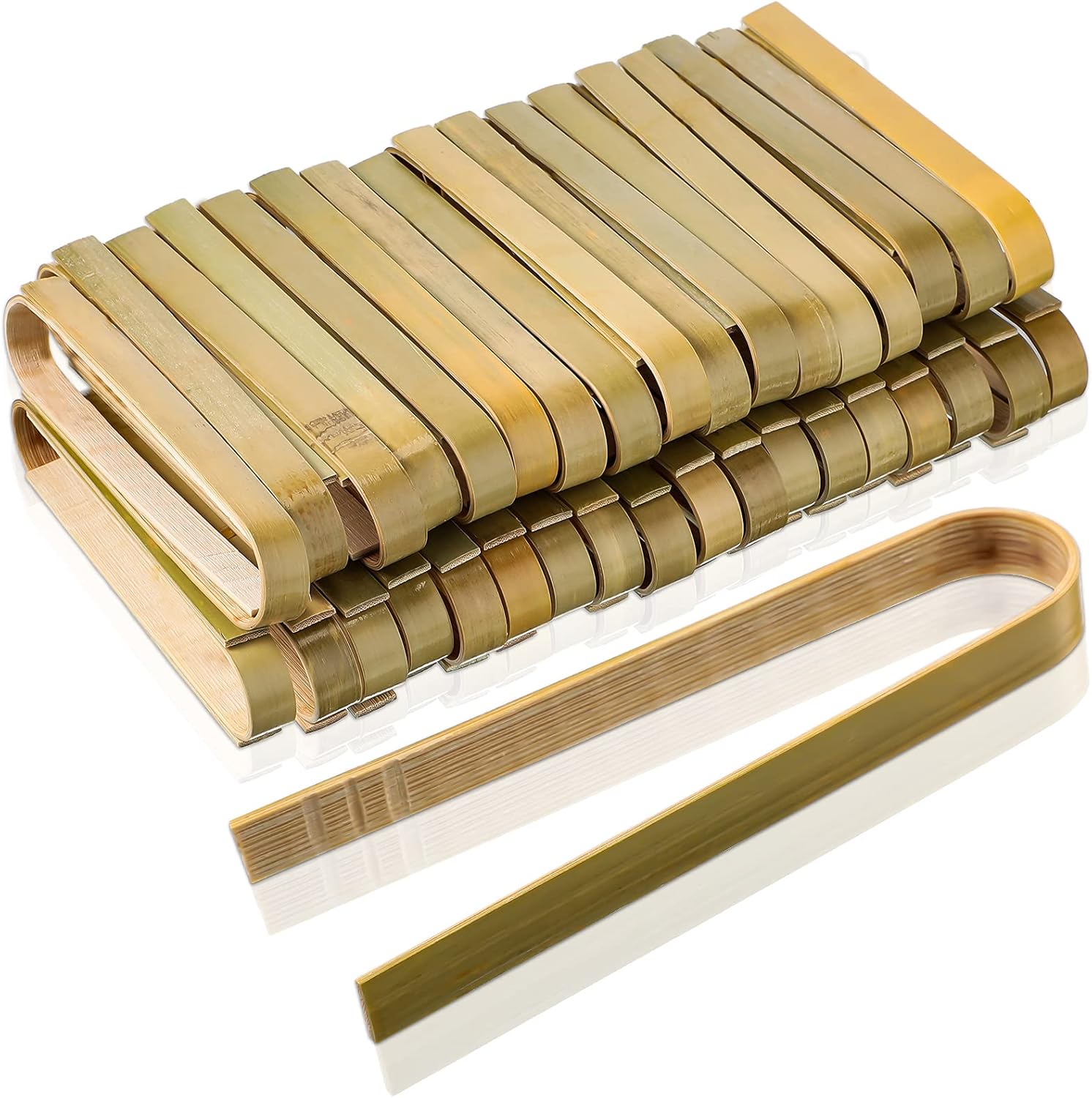 150 Pieces Mini Bamboo Disposable Tongs 4 Inch Bamboo Tongs