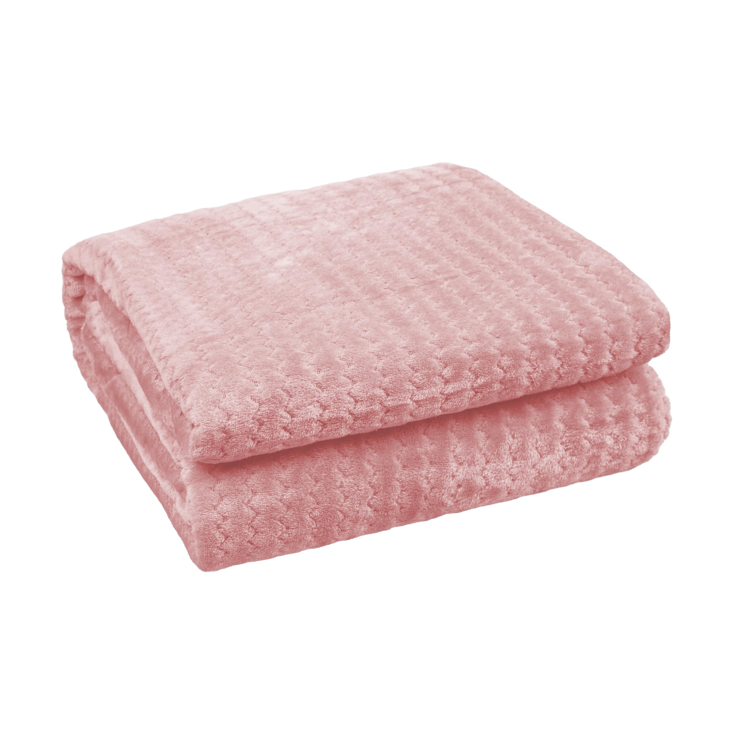 H HANSEL HOME Manta Coral Grabada 130x150cm para Sofá Extrasuave 100% Microfibra, Manta Sofa Franela Sobrecama, Manta Polar para Cama para Toda Estación - Rosa