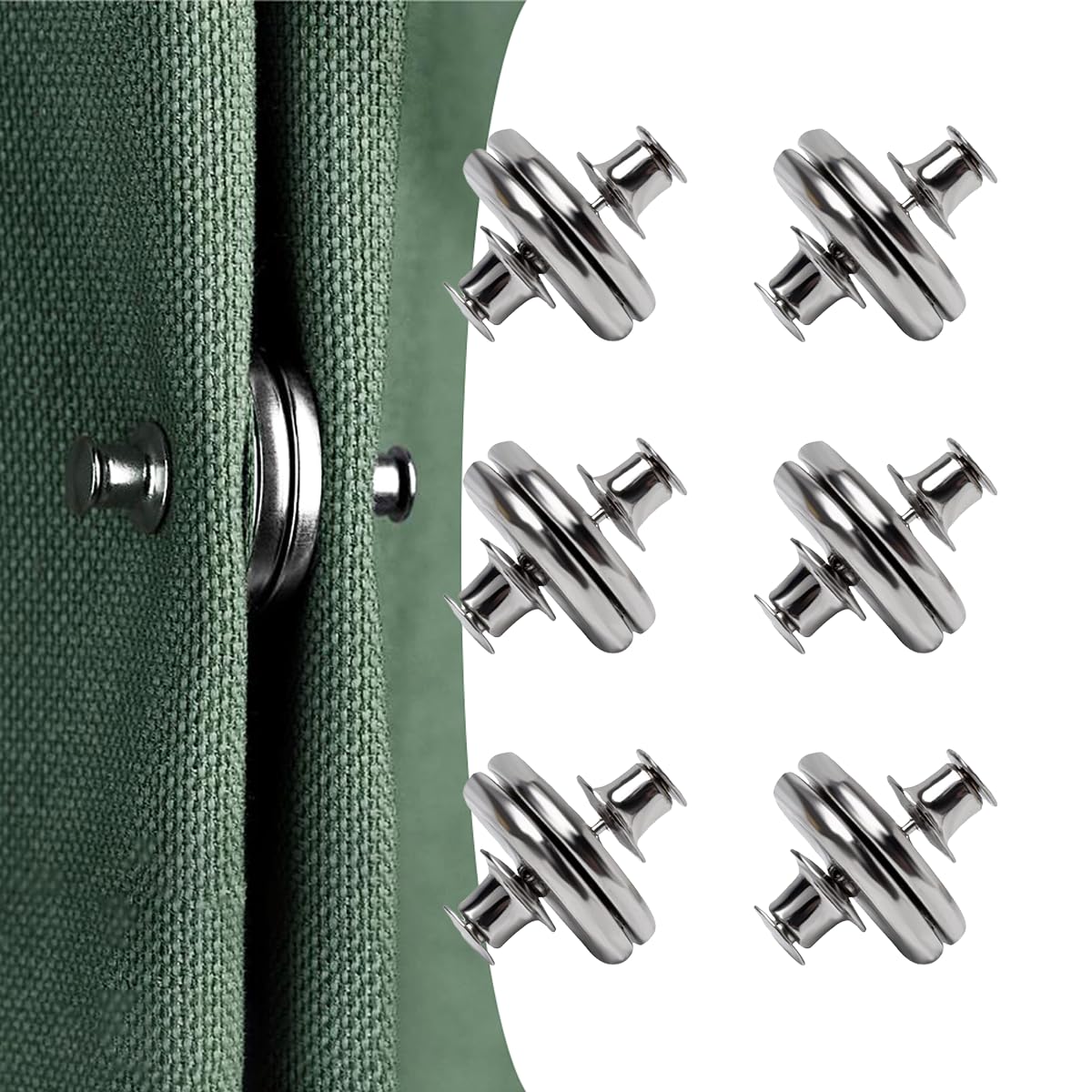 TRBSXRT 6 Pairs Magnetic Curtain Clips - Strong Curtain Magnetic Closure Keep Curtain Closed Prevent Light Leaking, Curtain Magnets for Home Bedroom Office Curtain (20mm)-image-5