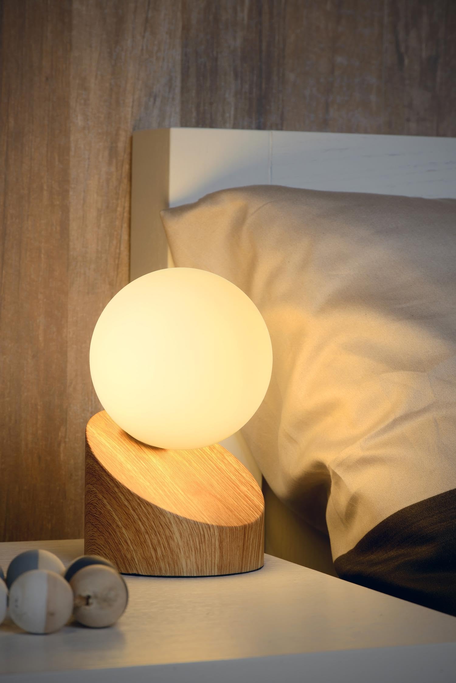 LUCIDE LEN - Lampe de table - Ø 10 cm - 1xG9 - Bois clair