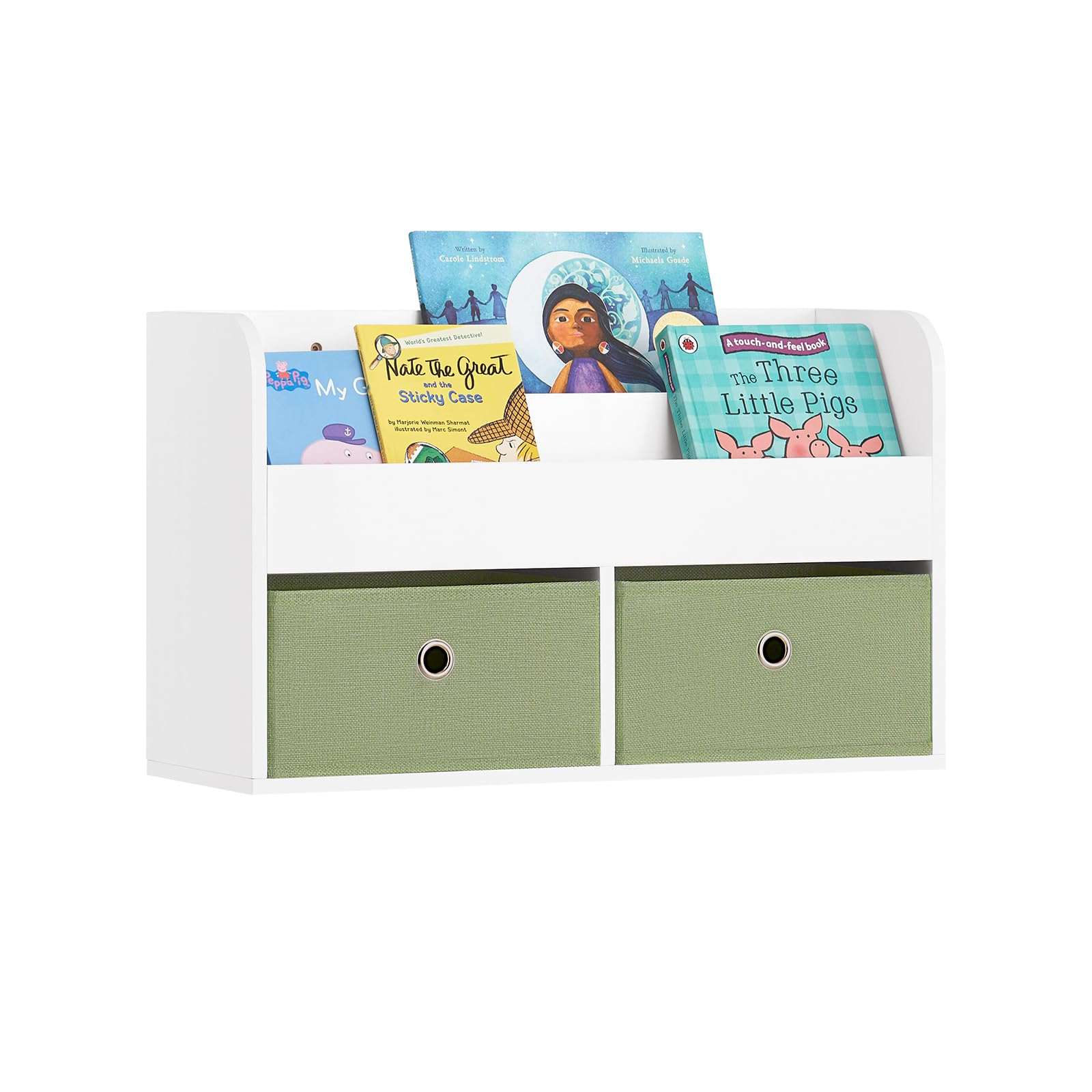SoBuy KMB81-W Librería Infantil de Pared Estantería para Niños Organizador de Juguetes con 2 Estantes y 2 Cajones 60 x 20 x 36 cm ES