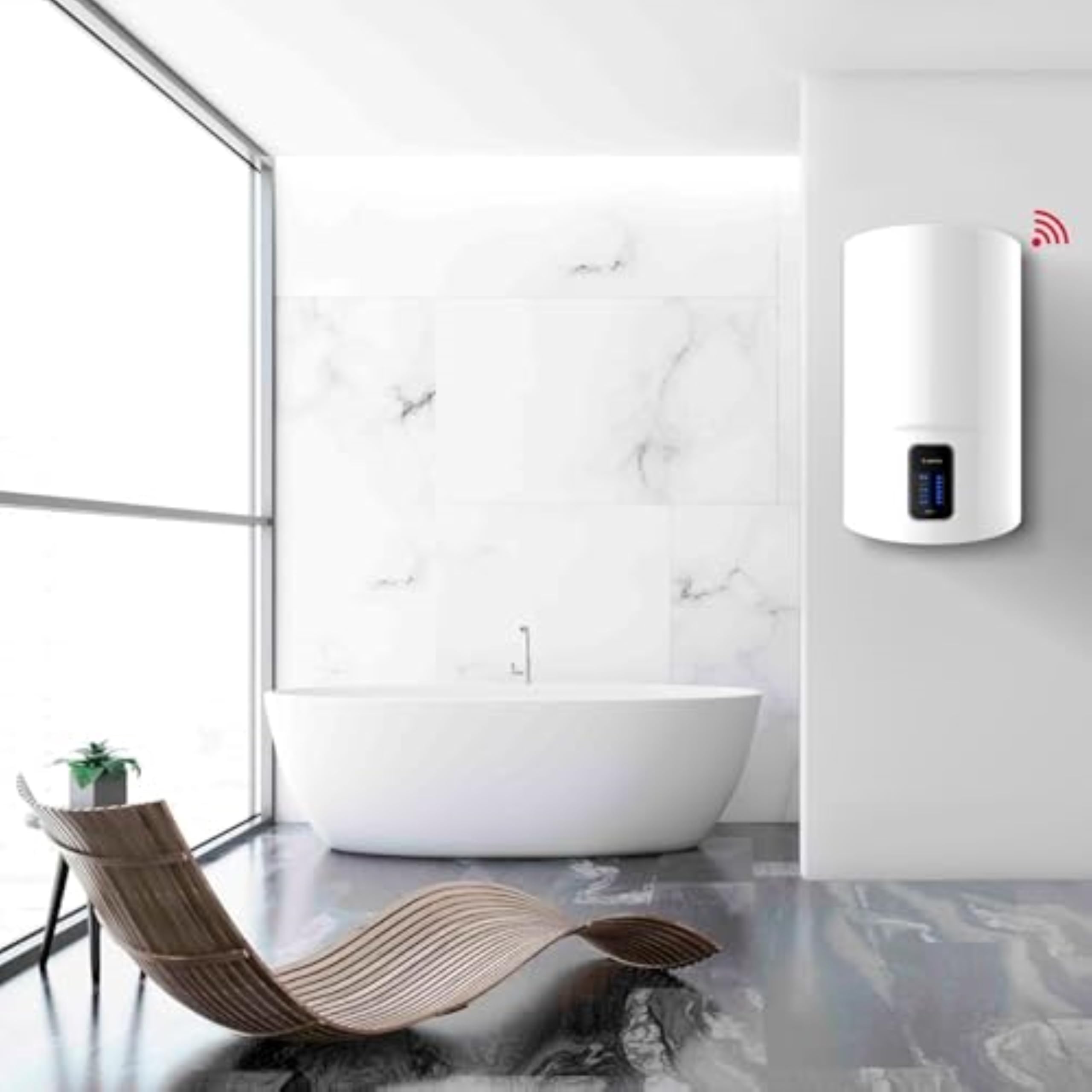 Ariston Lydos Wifi - Scaldabagno Elettrico 100 Litri Verticale con Display Touch ‎47x47x88,5cm - Boiler Elettrico con EVO-ECO e Waterplus per Risparmio Acqua e Energia, Classe B, Compatibile con Alexa