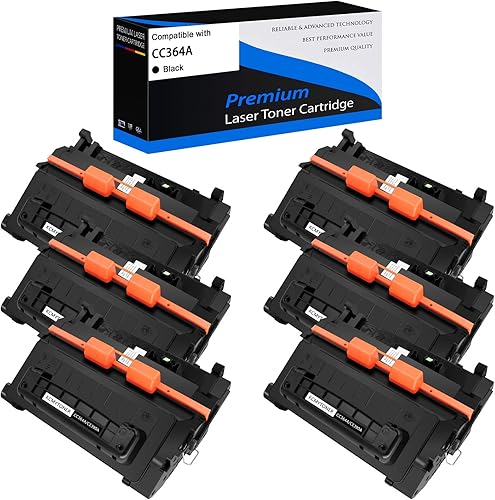 Paquete de 6 cartuchos de tóner compatibles con HP 64A CC364A para usar con impresoras P4014N P4014DN P4015N P4015X P4015DN P4515X P4014 P4015 P4515