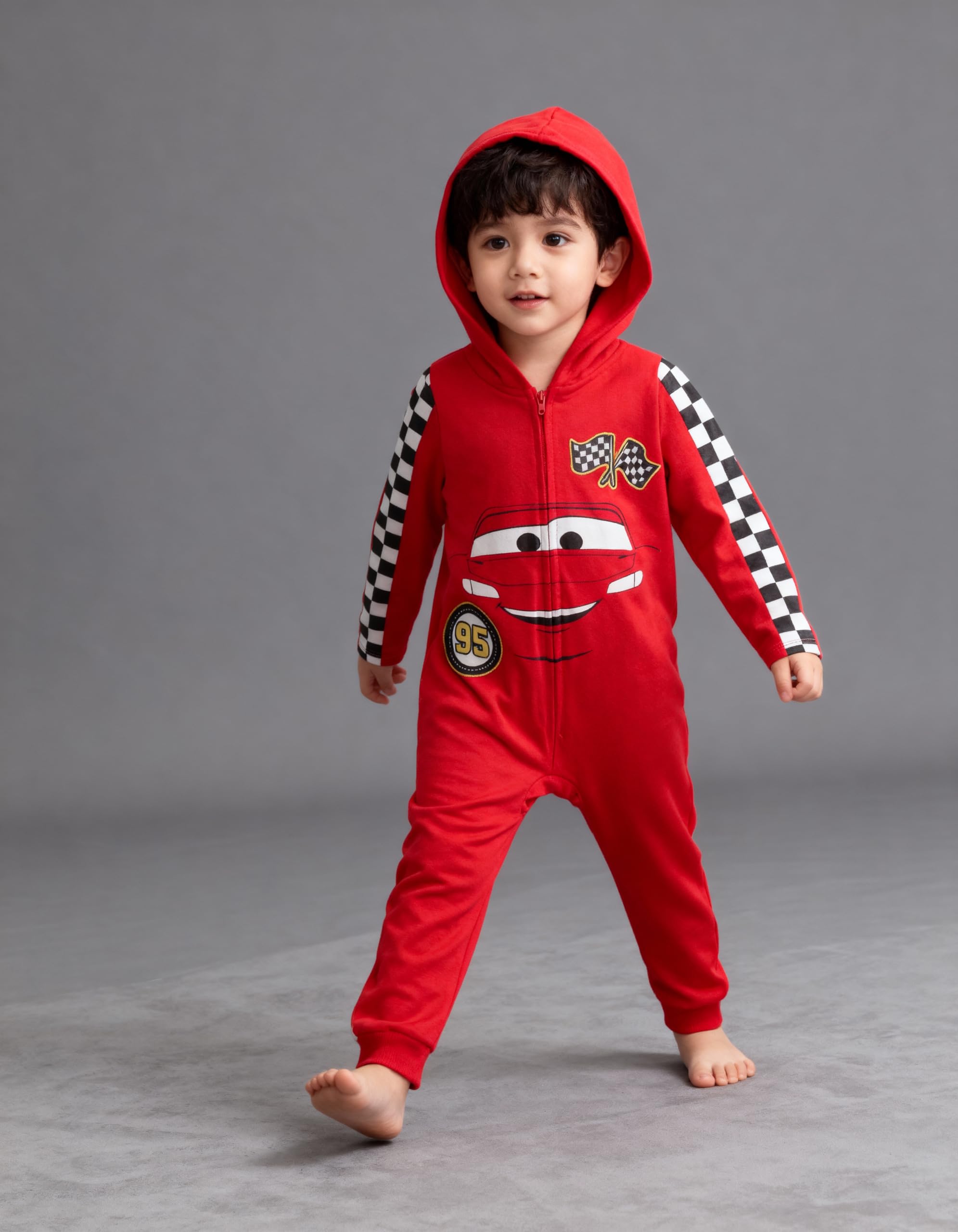Disney Pixar Cars Saetta McQueen - Tuta da cosplay con cerniera e cappuccio