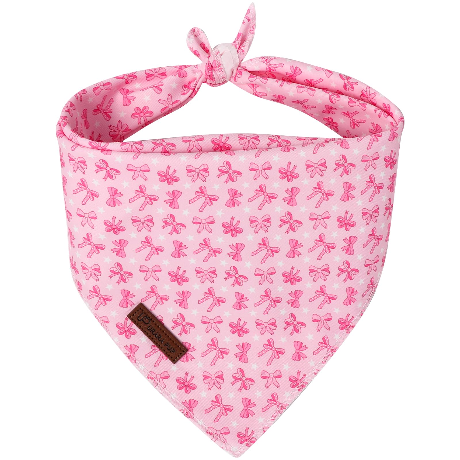 UP URARA PUP Pink Bow Dog Bandana, Bowtie Puppy Bandana for Small Medium Dog, Cotton Pink Bow Pet Triangle Bid Scarf Kerchief for Girl Boy Dogs or Cats