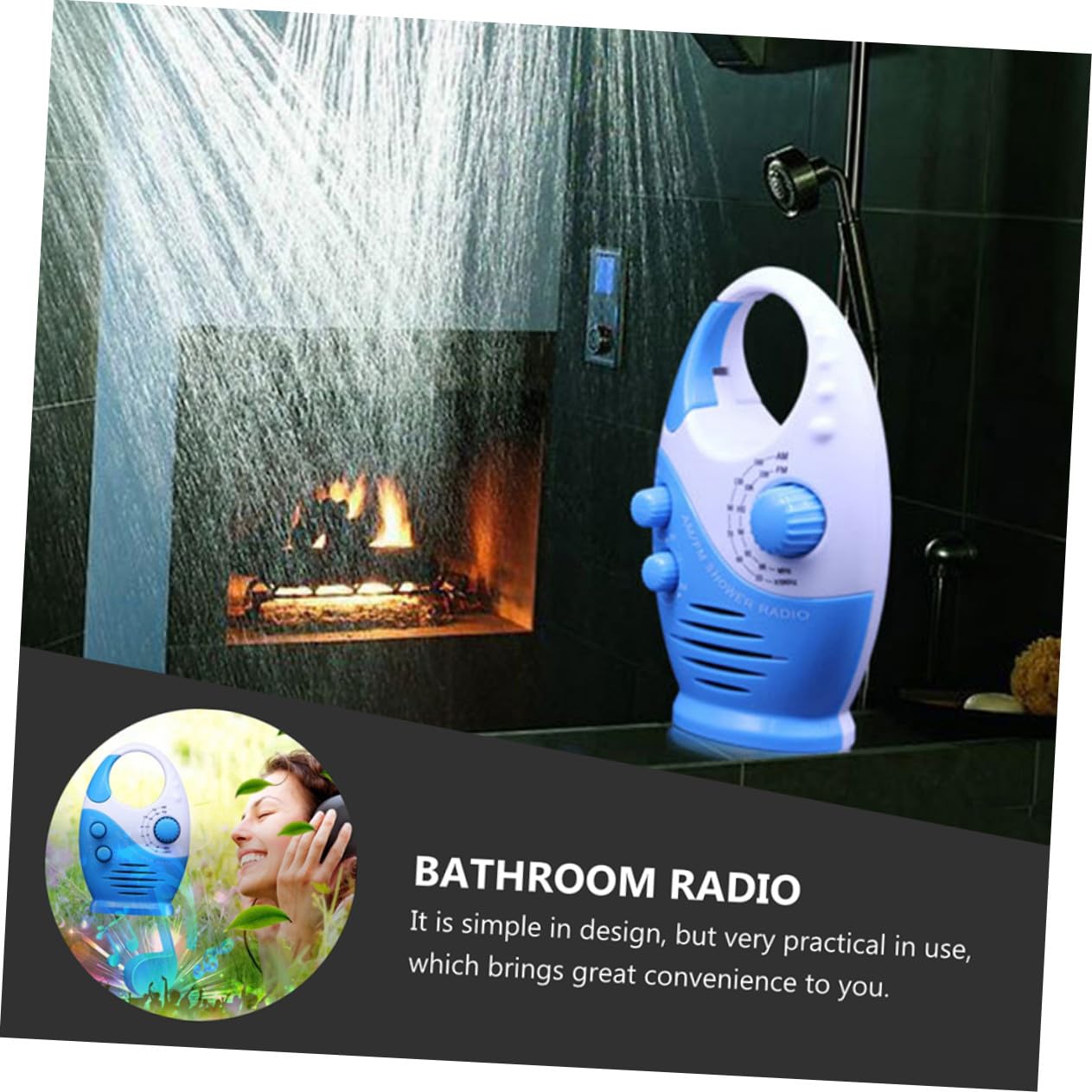 Radio Portátil de Ducha Función Am/FM, Altavoz Resistente al Agua y Diseño Compacto en Abs para Dormitorio y Oficina