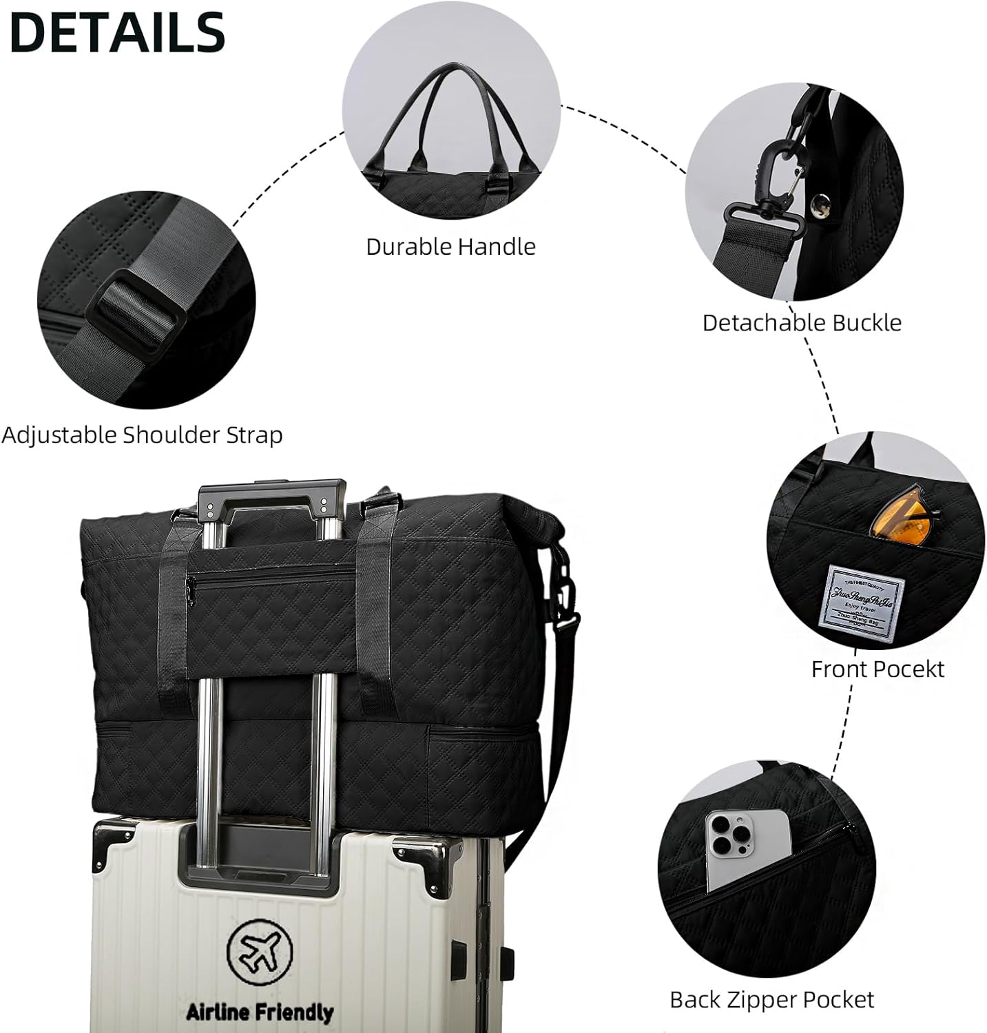 Weekender Bags for Women Travel Duffle Bag with Shoe Compartment Overnight Carry On Duffel Bag Gym Tote Bag with Toiletry Bag