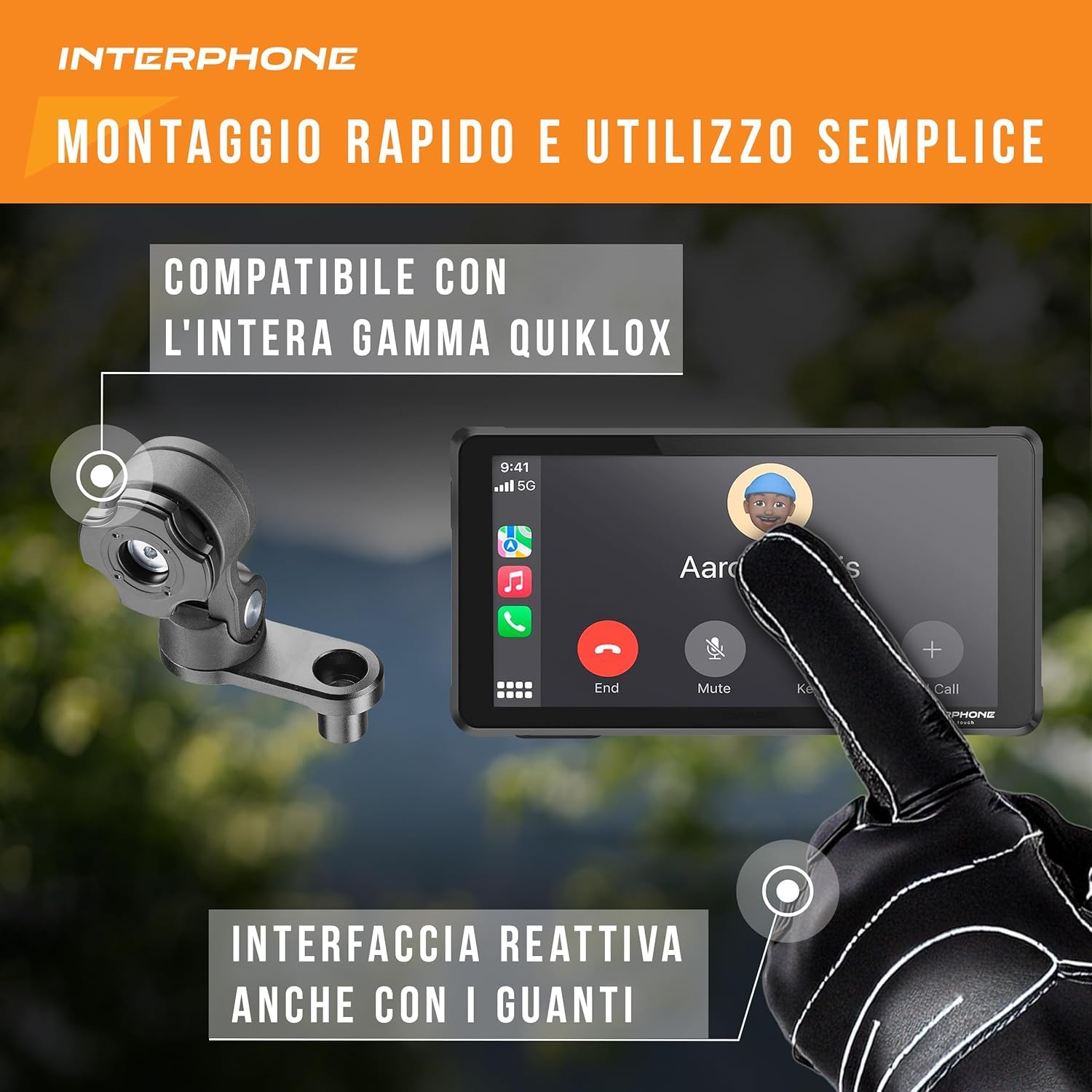 Display Moto INTERPHONE SYNC5 Con CarPlay E Android Auto - Schermo 5.5" Impermeabile - Foto 9