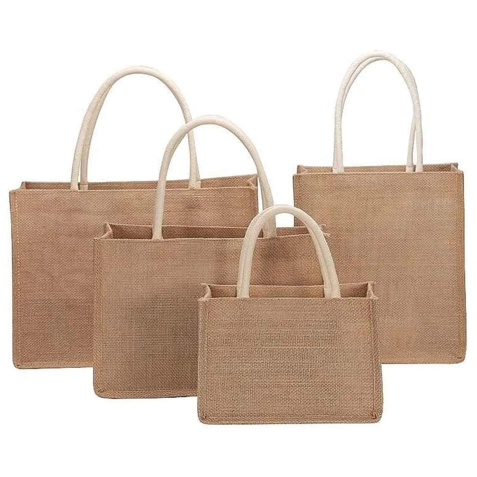 Torba na zakupy z juty, Torba z juty jutowej damska lniana Shopper duża letnia torebka plażowa przenośny uchwyt(38x27x16cm)