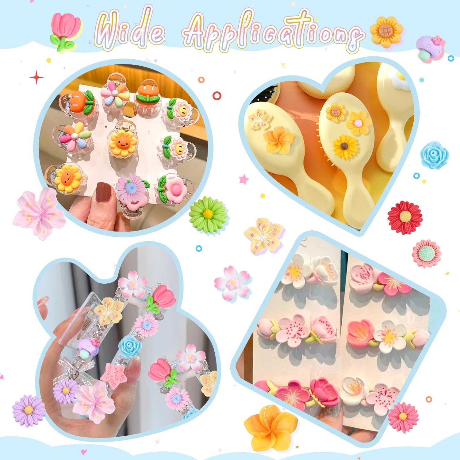 100PCS TINKRSTUFF Macaroon Flower Slime Charms Cute Flatback Resin Charms For Slime, Kawaii Random Decoden Charm for Embellishments Phone Junk Case Charms Bulk,Hairpins Scrapbooking Crafting DIY Decor - Image 6