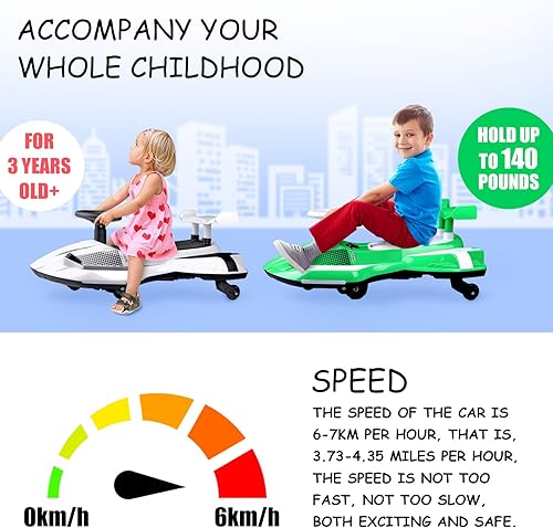 Miniatura 6 de Juguete eléctrico de 12 V, auto oscilante con pedal, para niños a partir de 3 años, regalos de cumpleaños para niños y niñas, antivuelco, ruedas