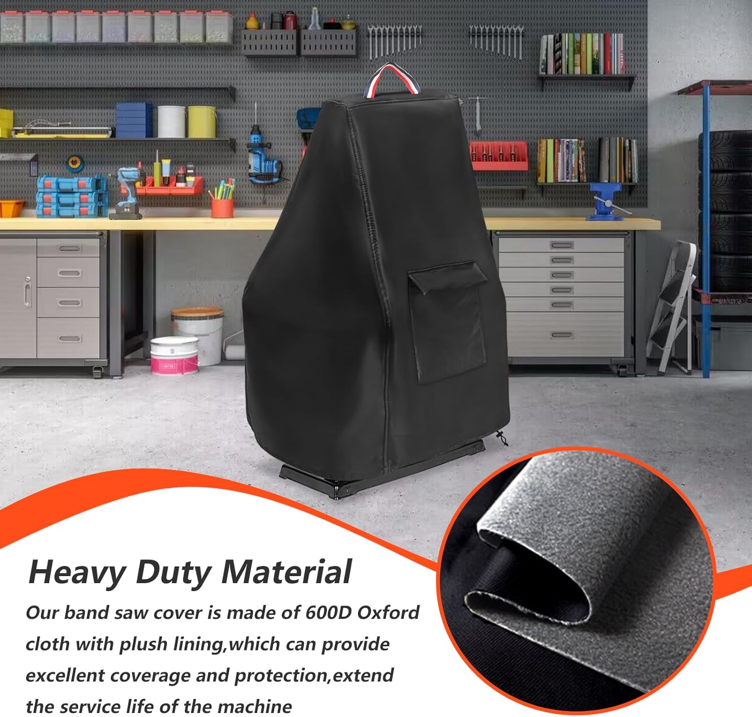 9-Inch Benchtop Bandsaw Cover, Heavy Duty Dustproof Metal Cutting Band Saw Cover with Plush Lining,Black