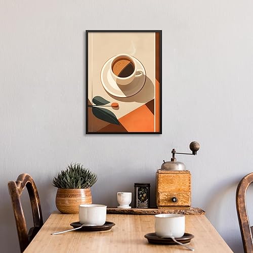 Miniatura 5 de Arte de pared de café expreso retro de los años 70, póster minimalista de lona de terracota de 16 x 24 pulgadas, marco negro, impresiones estéticas
