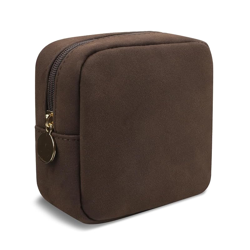 Necessaire Mini UIXIZQ em camurça com zíper, Mini-Coffee