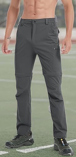 Miniatura 9 de Pantalones de senderismo para hombre convertibles con cremallera ligeros impermeables de secado rápido pesca viajes safari campamento