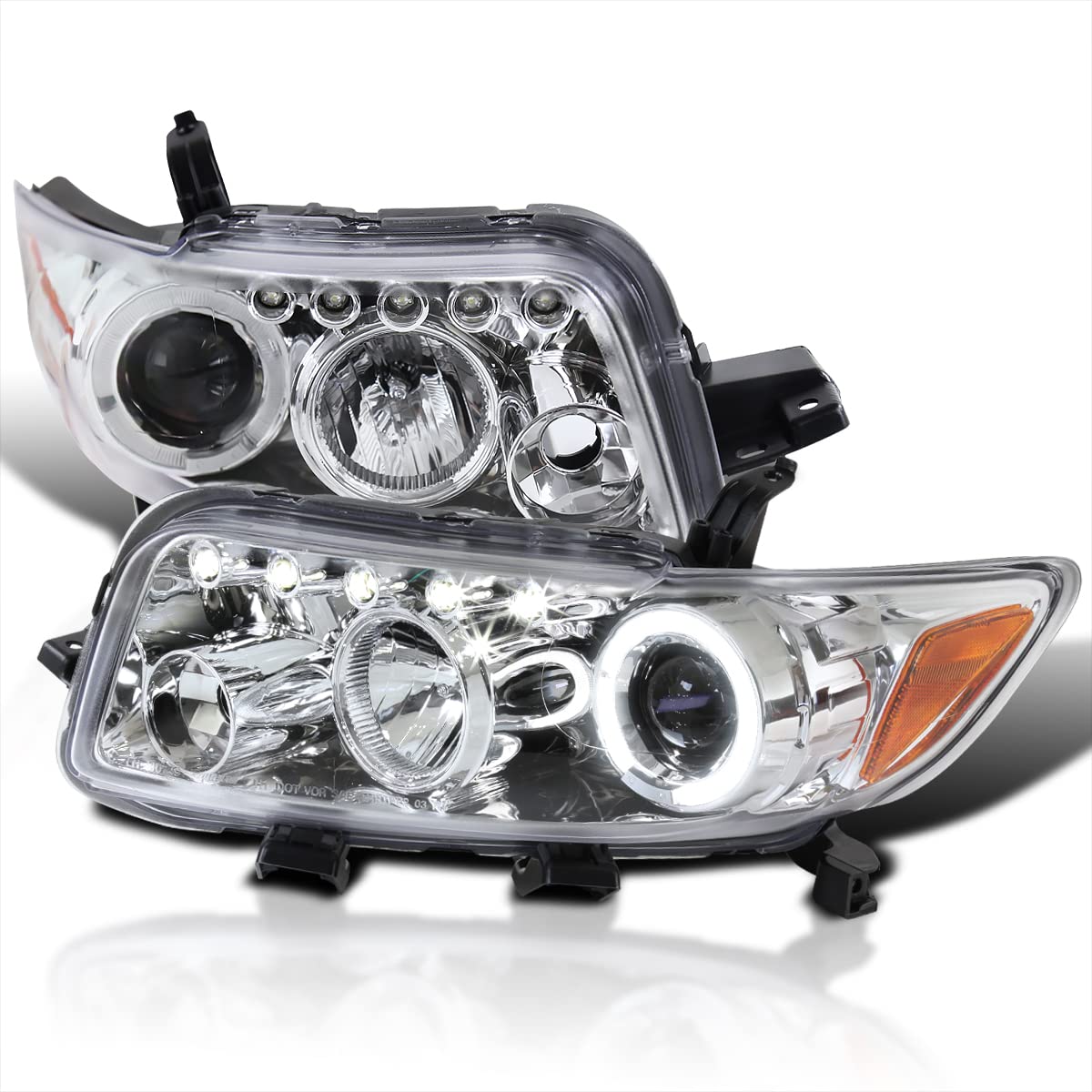 Spec-D Tuning 2LHP-XB08-TM Scion Xb Chrome Clear Led Halo Projector Head Lights