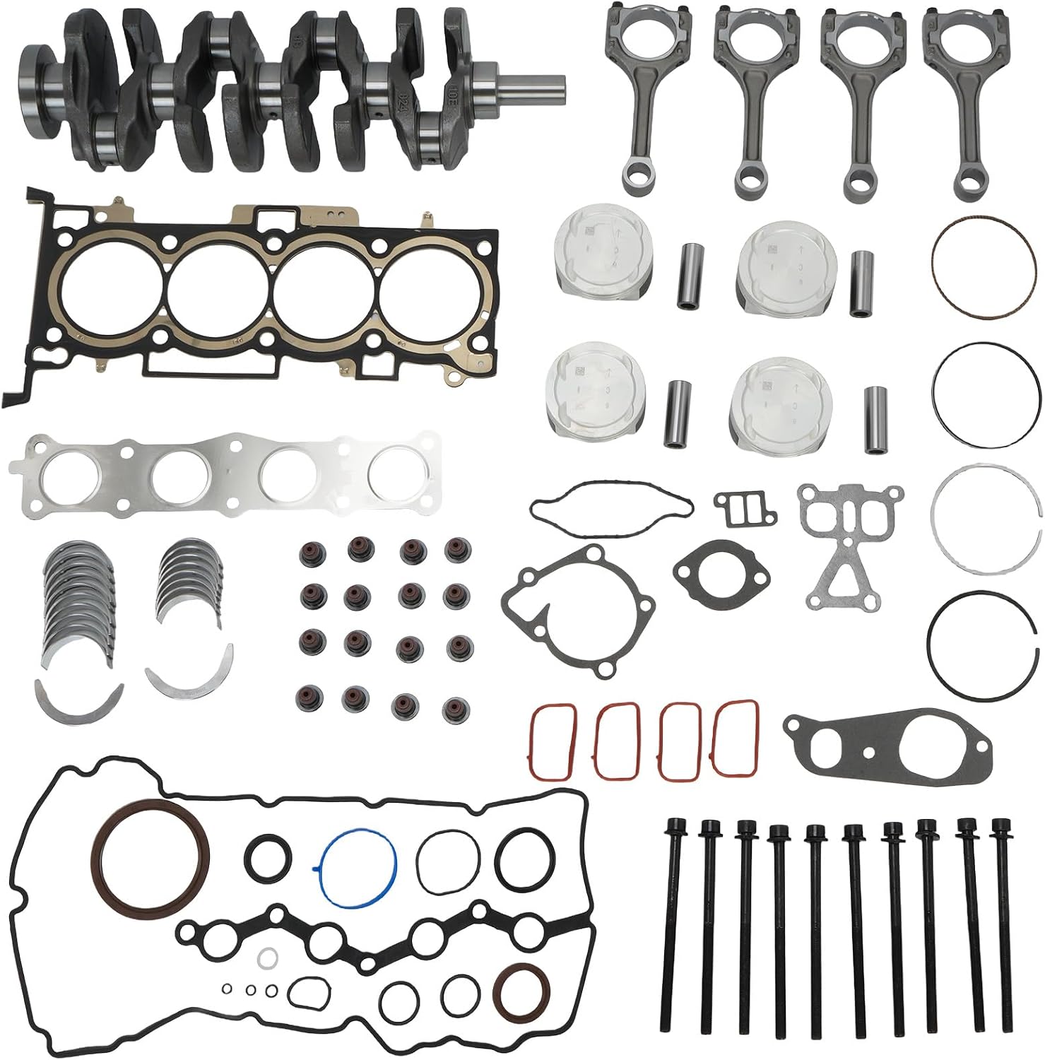 G4KE 2.4L Engine Rebuild Kit w/Crankshaft & Con Rods - For Hyundai Santa Fe Sonata Tucson & For Kia Optima Sportage Sorento - Replace# 23510-25220 23111-2G200 23060-2G400