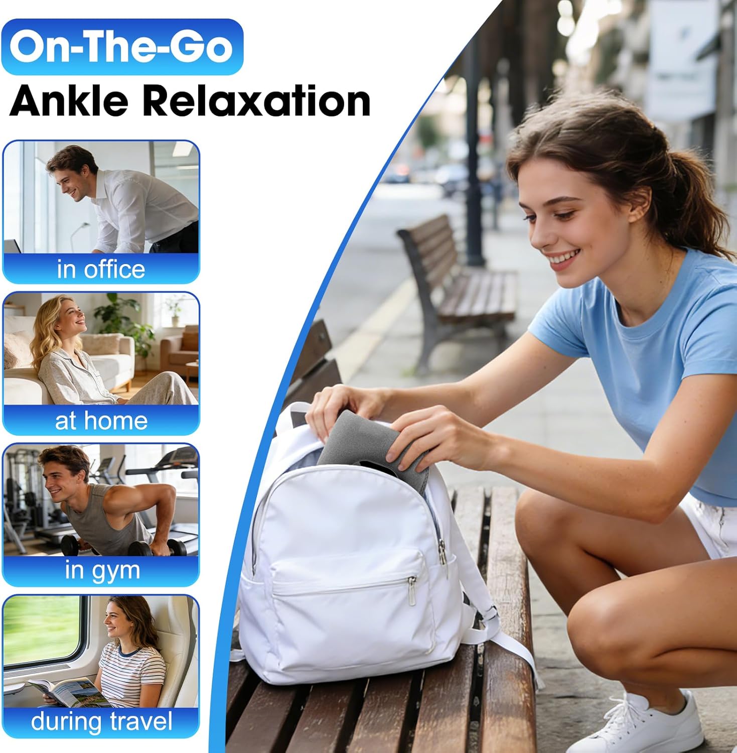 Cordless Ankle Heating Pad, Foot Massager with Heat for Pain Relief, Ankle Massager for Women and Men, Heated Foot Brace Wrap with 6 Heat Levels and 3 Vibration Modes Grey