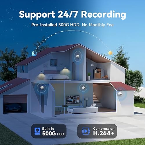 Miniatura 3 de Sistema de cámara de seguridad Lite de 5MP con disco duro de 500 G, grabador DVR AHD TVI de 4 canales, 4 cámaras domo de vigilancia con cable HD