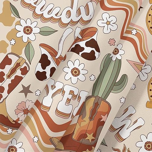 Miniatura 7 de Bonita cortina de ducha occidental, retro de los años 70, hippie floral, vaquera, disco de vaquera, botas de cactus, leopardo, hongos, decoración de
