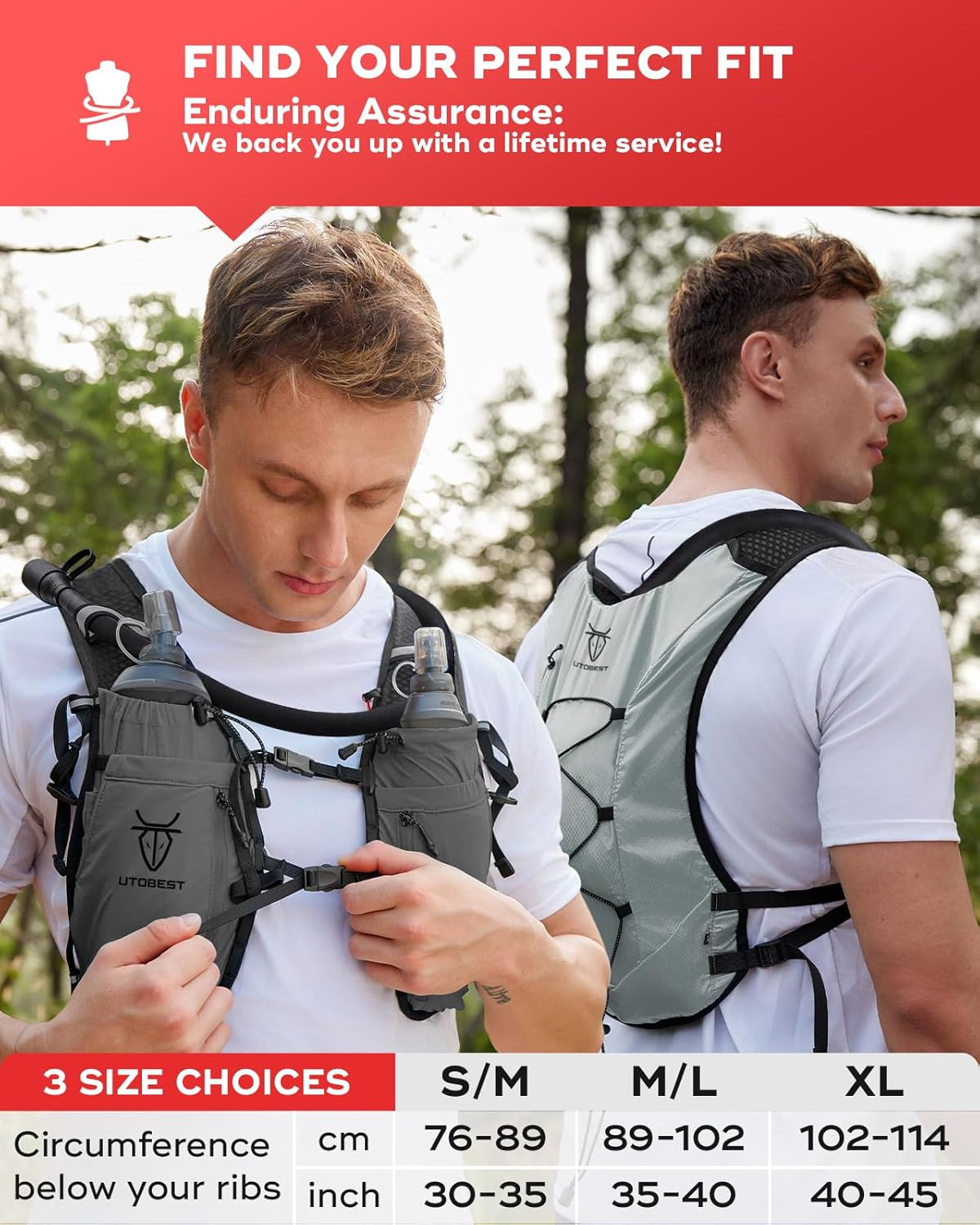 Upgrade Running Hydration Vest 10L, Running Backpack for Women Men Multi-Functional Storage, Adjustable Water Vest for Trail Marathon Race Jogging Cycling - Image 6