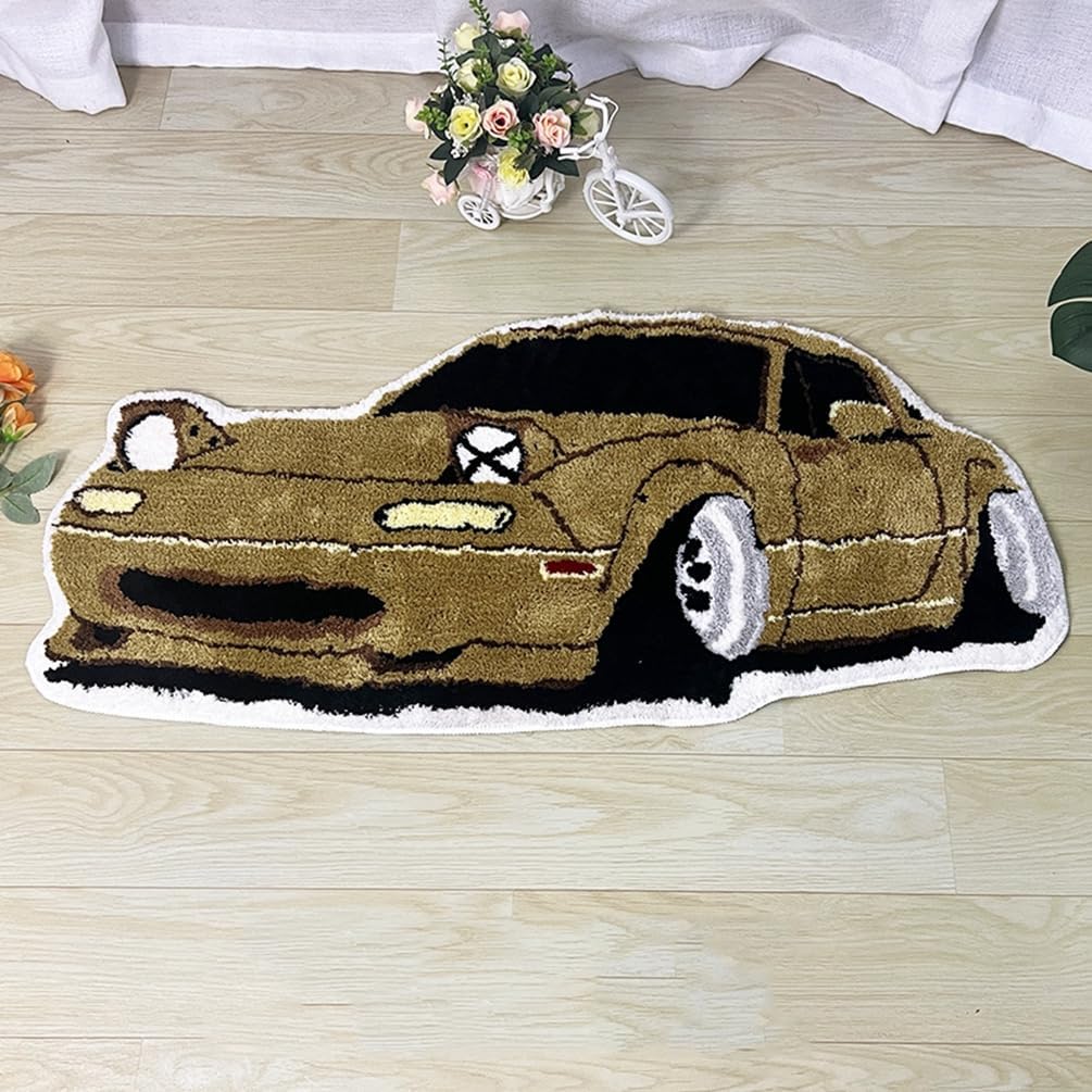 Car Shaped Bath Mats for Bathroom,Soft Shaggy Bath Rug Non Slip Entry Door Mat Home Decor Unique Funny Cartoon Thick Plush Area Rugs for Kids Bedroom,Living Room,Bedside,Playroom 18" x 39"
