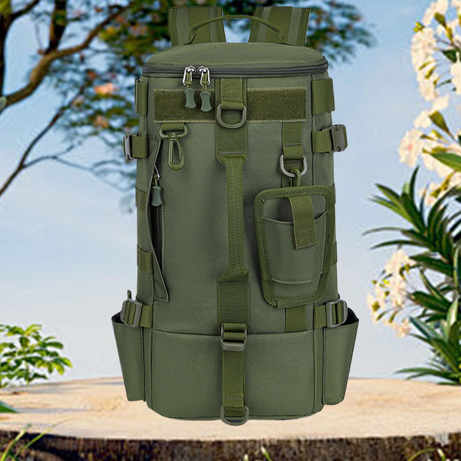 Generico Sac à dos pour équipement de sac à dos d'équipement avec porte-canne intégré, Tascomultifonction pour la randonnée avec compartiment leurres pour la chasse au camping