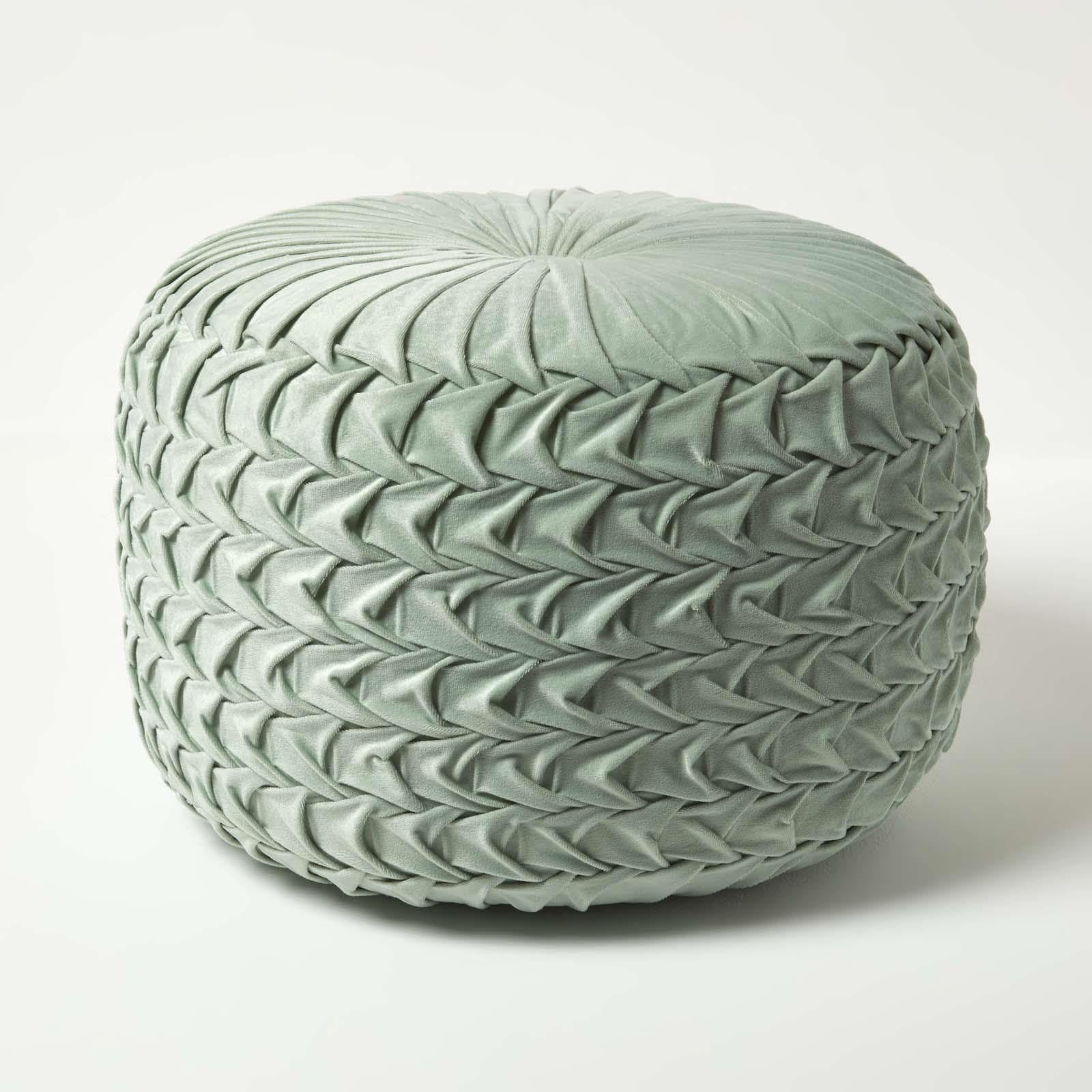 Pouf rond en velours plissé Grace pour sublimer votre décoration de salon moderne