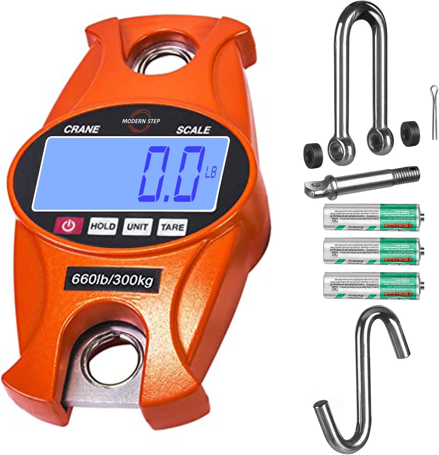 Digital Hanging Scale 660 LB 300 KG Cast Aluminum Case - Professional Heavy Duty Waterproof Fish Scale - Portable Durable Crane Scale for Luggage Weight Suitcase Hunting Farm Bow Fishing Scale