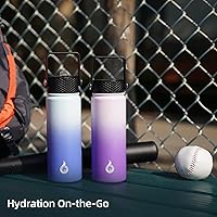 Vista 109 de BJPKPK - Botellas de agua aisladas con tapa de popote, botellas de agua de acero inoxidable de 40 onzas con 3 tapas, termo a prueba de fugas libre