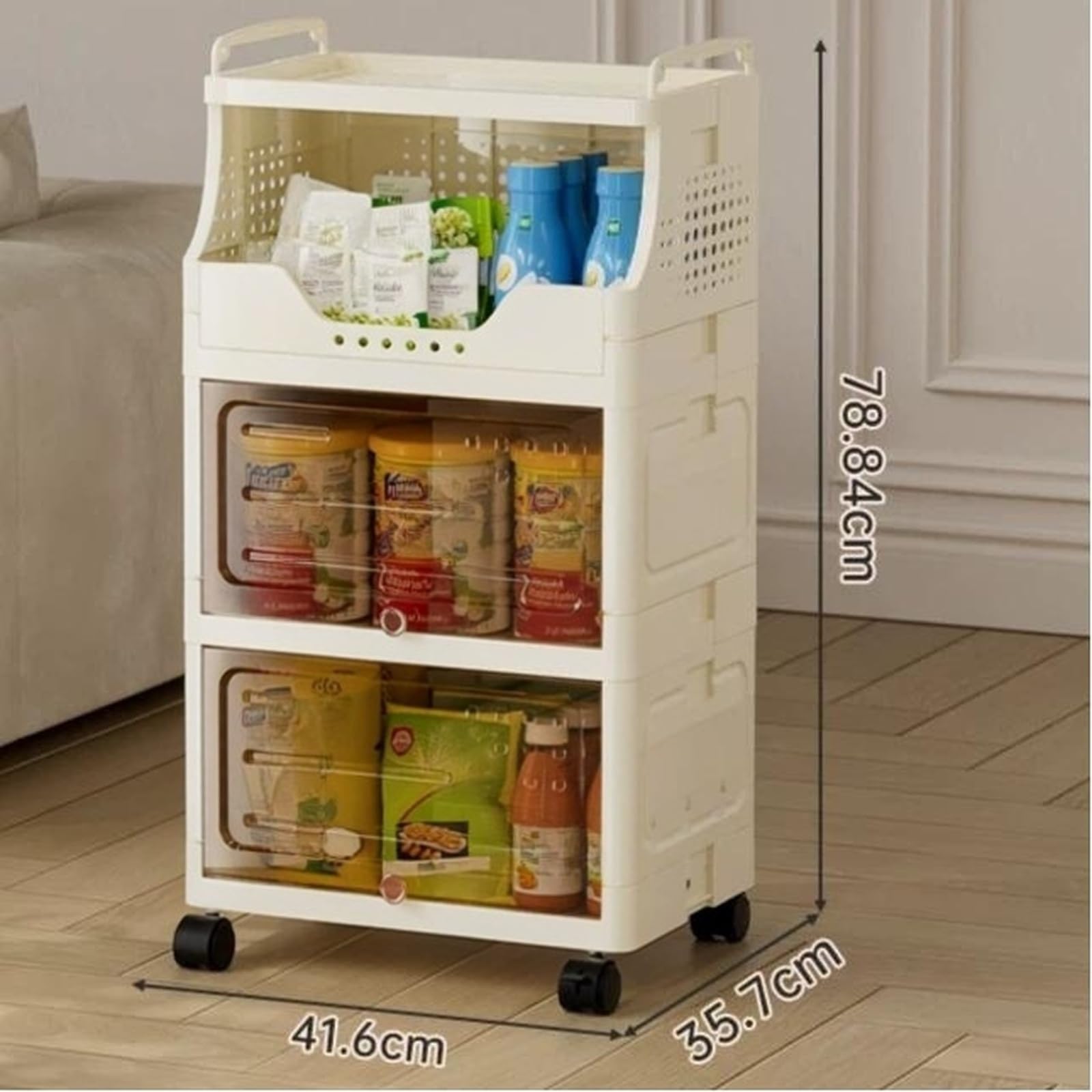 Carro rodante utilitario Carro rodante for Almacenamiento de refrigerios, Estante Organizador móvil Varios Niveles con Ruedas