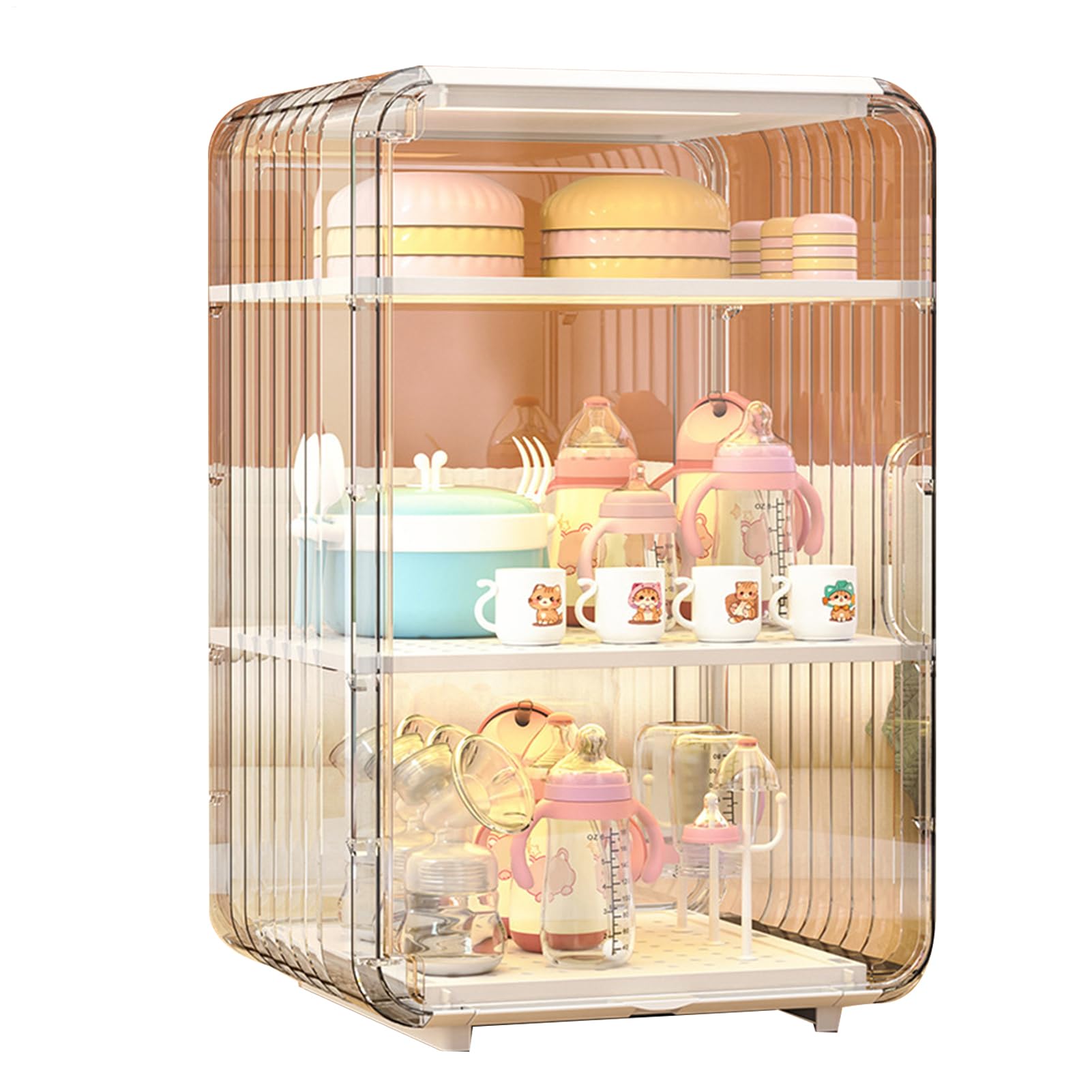 Aufbewahrungs-Organizer für Babyflaschen, Besteck, groß, staubdicht, transparent, Flaschenhalter für Tisch, Kühlschrank, Kinderzimmer, Schlafzimmer, Schrank, Schlafsaal, Badezimmer, Küche