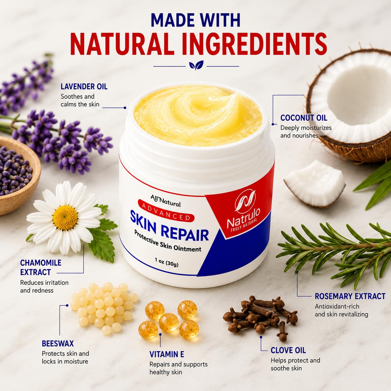 Skin Healing Cream – Natural All Purpose Calendula Balm – Intensive Moisturizing Cream for Dry, Irritated Skin – Barrier Support Ointment with Olive Oil, Shea Butter & Beeswax – Made in USA