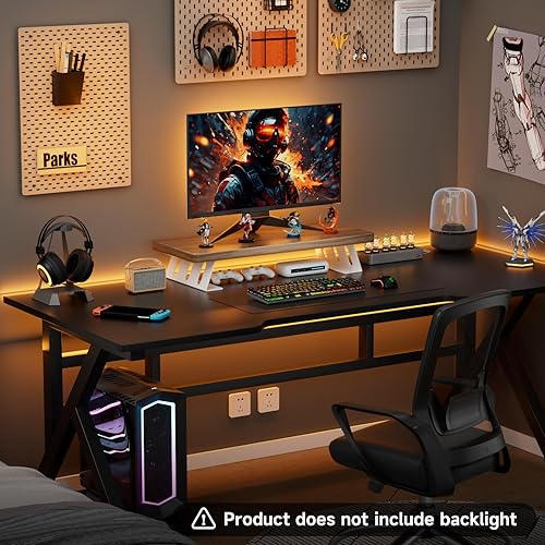 Miniatura 4 de Soporte para monitor, soporte de madera de 24 pulgadas, capacidad de carga de 220 libras, elevador de monitor de escritorio para