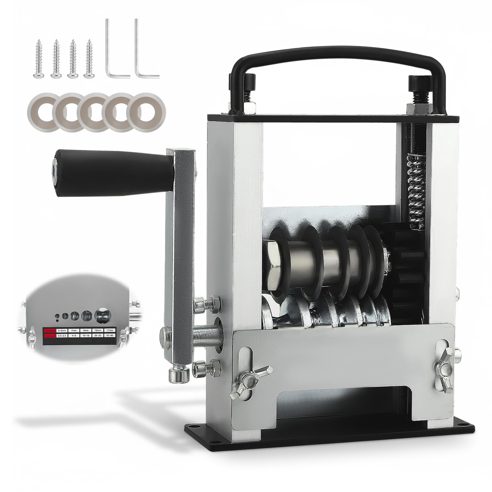 Cable Stripper Machine, Wire Stripping Machine with 6 Channels & 5 Blades for 3-17MM Scrap Copper Wire, Electric & Manual Wire Stripper Tool for DIY Cable Copper Wire Recycling