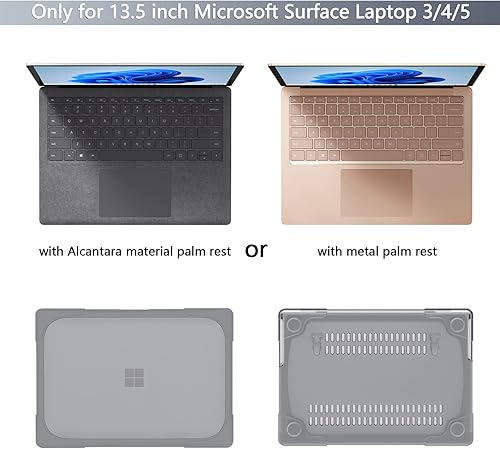 Miniatura 2 de Batianda Funda para portátil Microsoft Surface de 13.5 pulgadas 5 43 con reposamanos Alcántara, resistente a prueba de golpes, funda rígida con