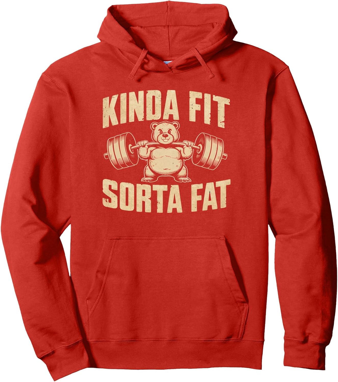 Kinda Fit Sorta Fat Funny Gym Cute Bear Retro Pullover Hoodie