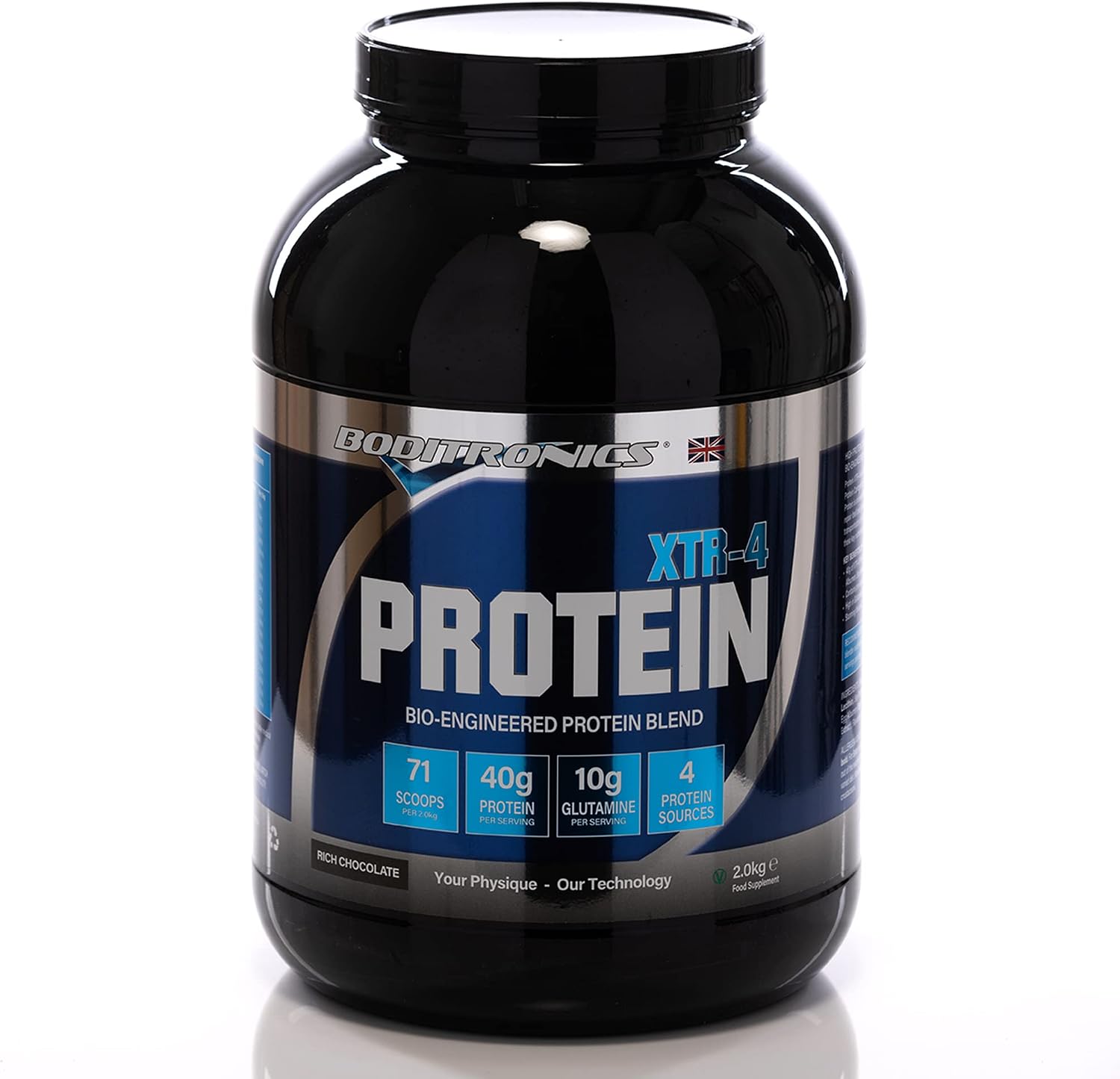 Boditronics XTR-4 Protein Powder is Protein Supplement with Whey Protein Concentrate, Micellar Casein, Soy Protein Isolate in High Glutamine and Amino Acids Rich Chocolates, 2 kg
