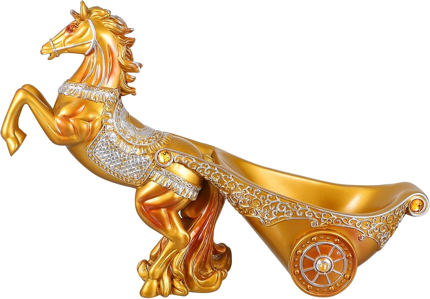 Luxshiny Elegant Gold Carriage Wine Rack Desktop Holder for Red Wine Bottles Horizontal Bottle Storage Display for Kitchen Bar Cabinet