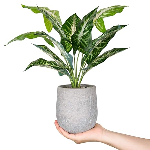 Der Rose 16'' Fake Plants Artificial Potted Greenery Faux Plants for Office Desk Home Bathroom Decor