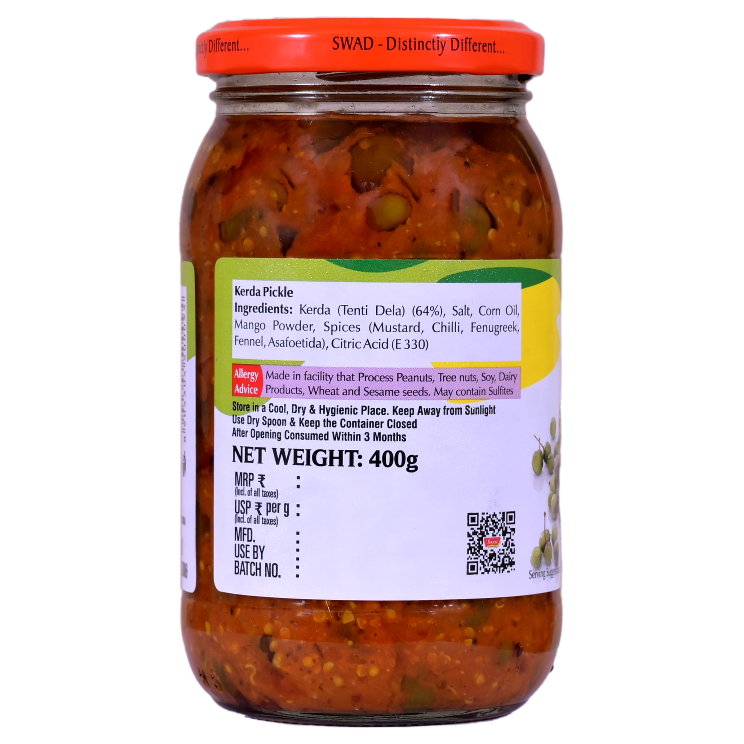 SWAD Tenti Dela Pickle 400g | Traditional Rajasthani Achar | Lesua Gunda Kerda Mix Pickle | Homemade Style Indian Condiment | Tangy Spicy Taste | Ready to Serve 1