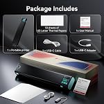 Phomemo Portable Printer with Touchscreen, Upgraded M08D Bluetooth Wireless Thermal Inkless Printer, Supports 8.5"x11" US Letter & A4, Compatible with iOS, Android, PC for Travel, Black